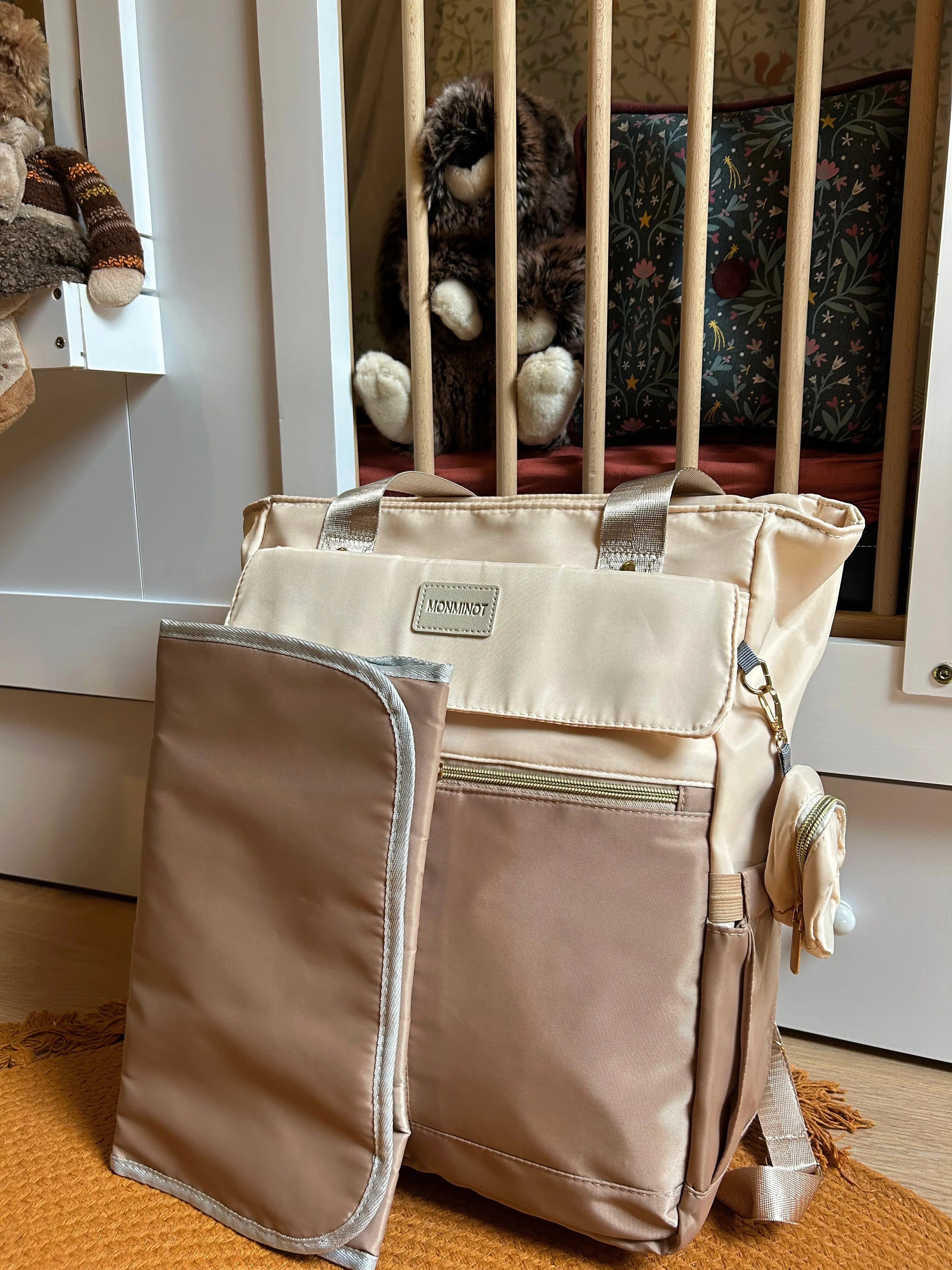 Sac à Dos de Voyage Taupe - crème MonMinot